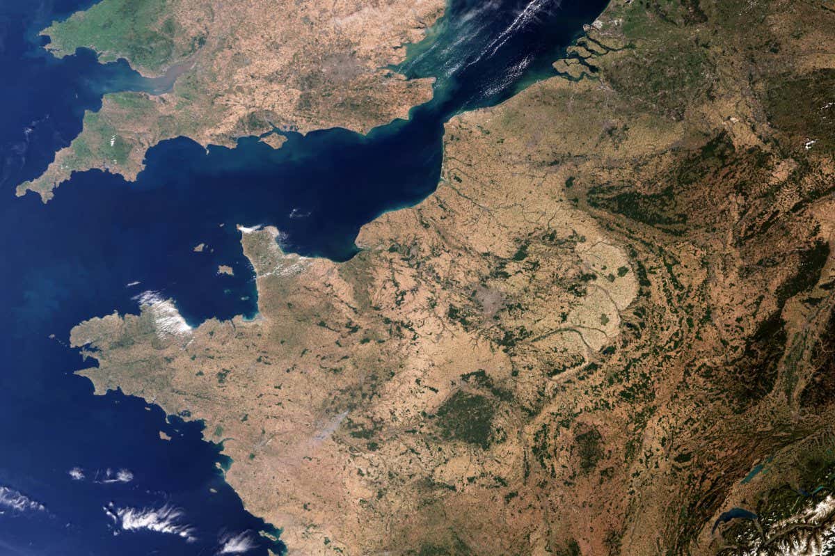 Satellite image of drought in western Europe