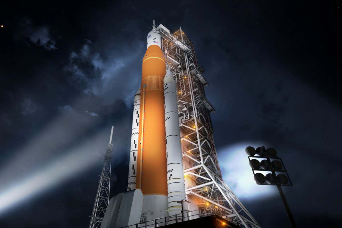 Artist concept of the SLS Block 1 configuration.