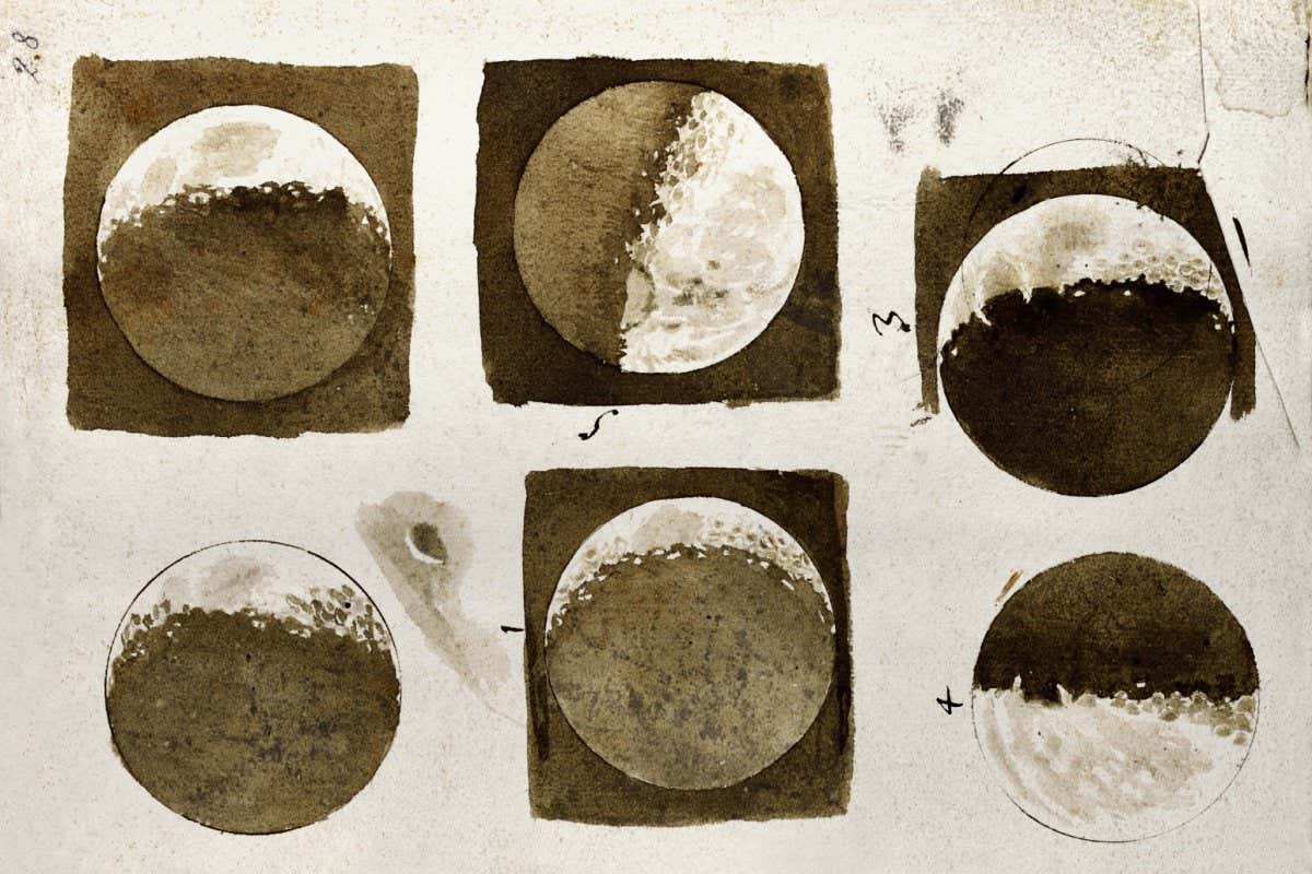 FEATURE CROP ONLY Galileos watercolours of the moon 'By courtesy of the Ministry of Cultural Heritage and Activities (MiBACT), Central National Library of Florence, Ban of Reproduction