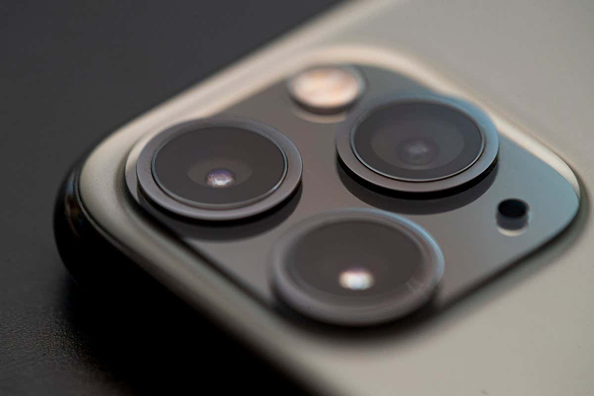 Camera lenses on the back of a smartphone