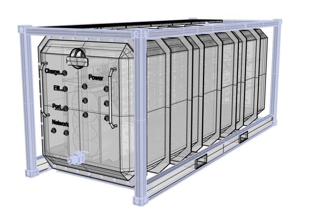 A drawing of one of Subsea Cloud's data centre pods