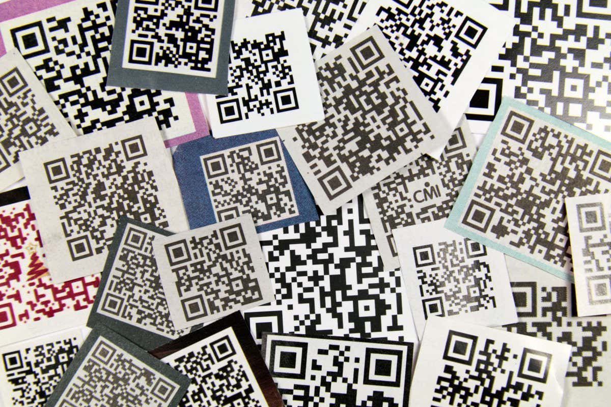 CEKXK0 A selection of QR (Quick Response) smartphone codes taken from British newspapers and magazines in late 2011, early 2012.