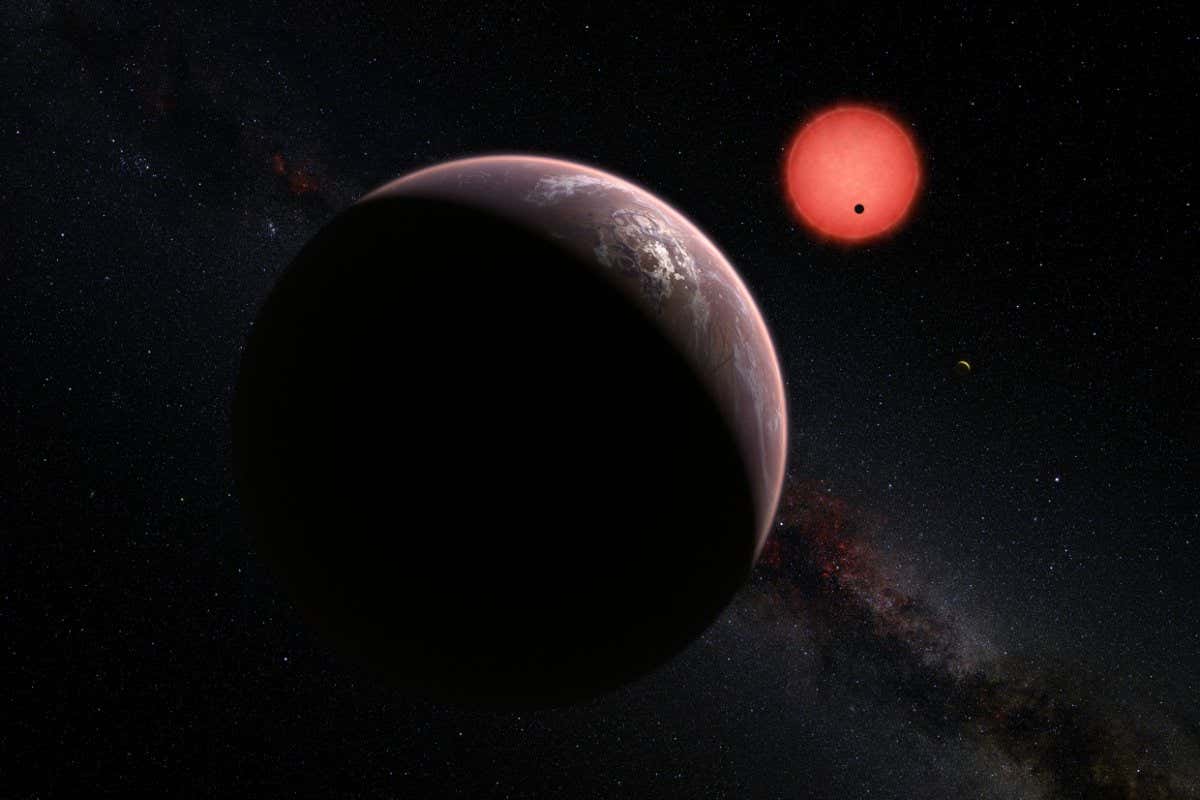 Artist's impression of three planets orbiting an ultracool dwarf star