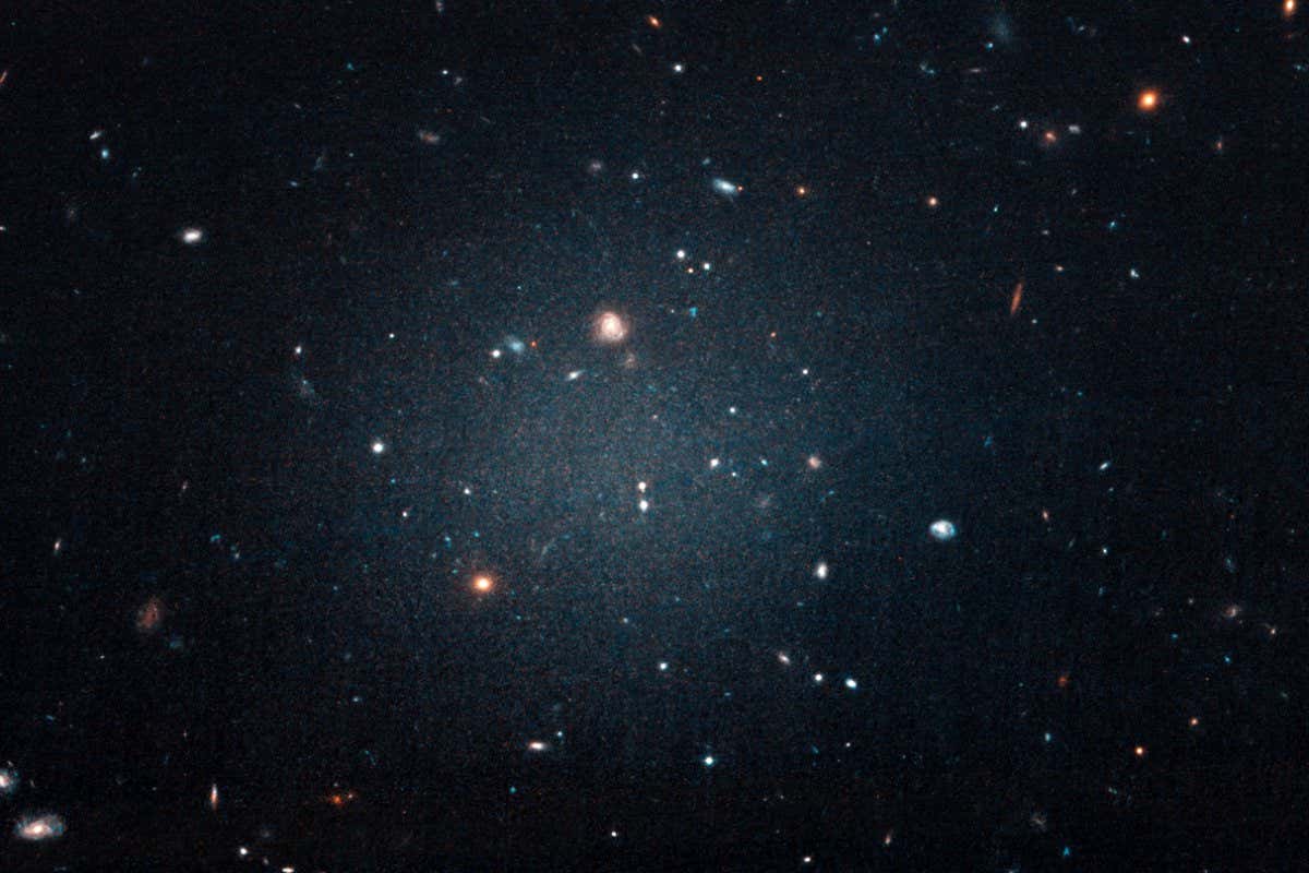 In November 2019, researchers were astonished when they viewed its image captured by the Hubble Space Telescope. Dark matter is an invisible substance that astronomers believe plays an important role in the formation of galaxies and is thought to comprise 85 percent of the universe?s mass. This discovery not only challenges the ideas of how galaxies form, but also provides evidence that dark matter is real. It shows that dark matter is not always coupled with regular matter in galaxies and that it has its own separate existence. In addition to lacking dark matter, galaxy NGC 1052-DF2 is an anomaly because you can see straight through it. This is called an ultra-diffuse galaxy because it has an extremely low density. As a result of these findings, a team of researchers are hunting for more dark-matter deficient galaxies to better understand the nature of dark matter and the formation of galaxies.