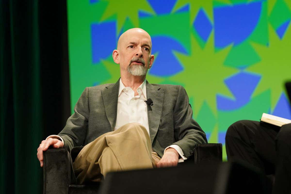 Author Neal Stephenson onstage at the 2022 SXSW Conference and Festival