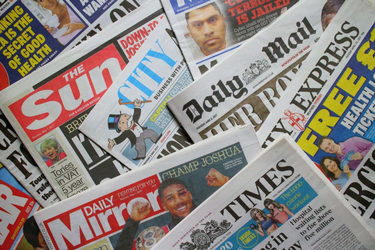 Bracknell, England - May 09, 2017: A random selection of British daily newspapers currently in circulation