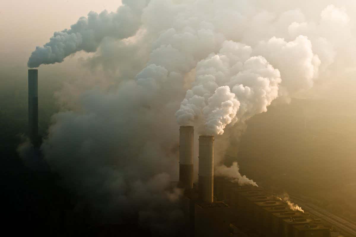 Smoking chimney of a coal power plant