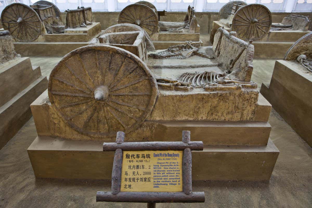 A chariot pit at an archaeological site