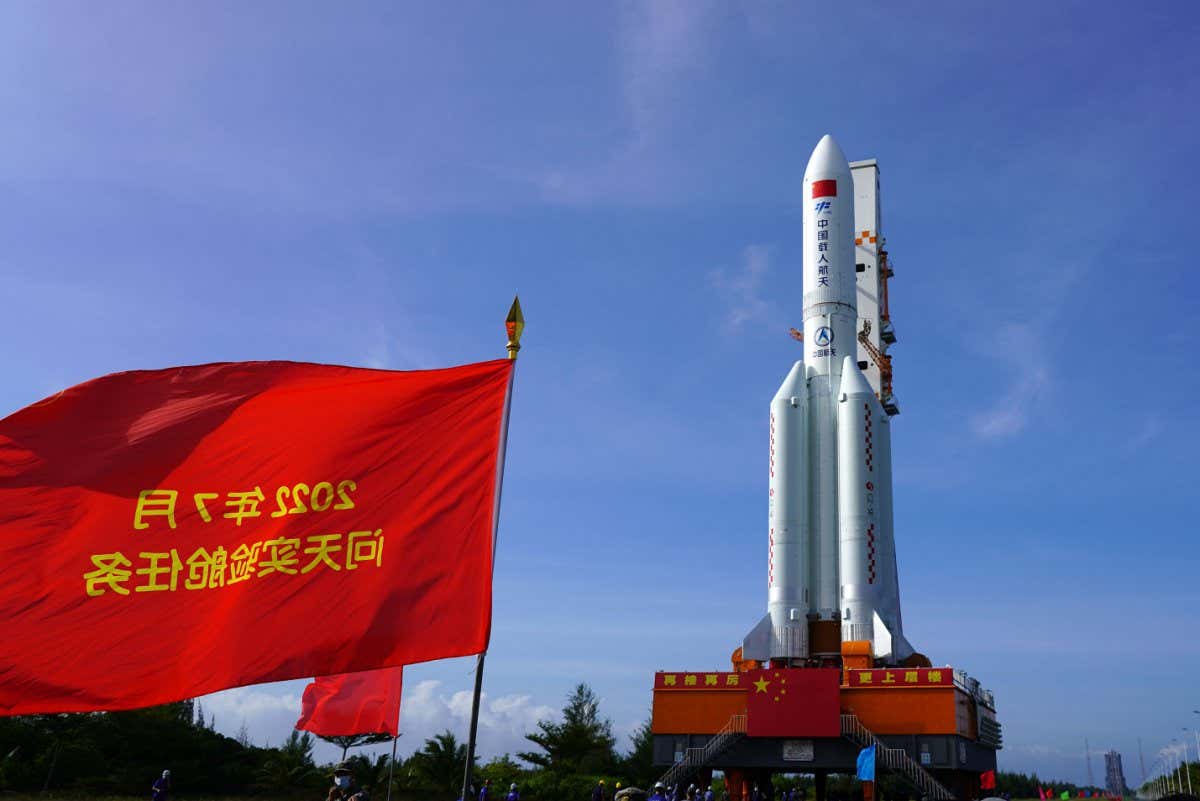 The Long March 5B rocket at the Wenchang launch site in China
