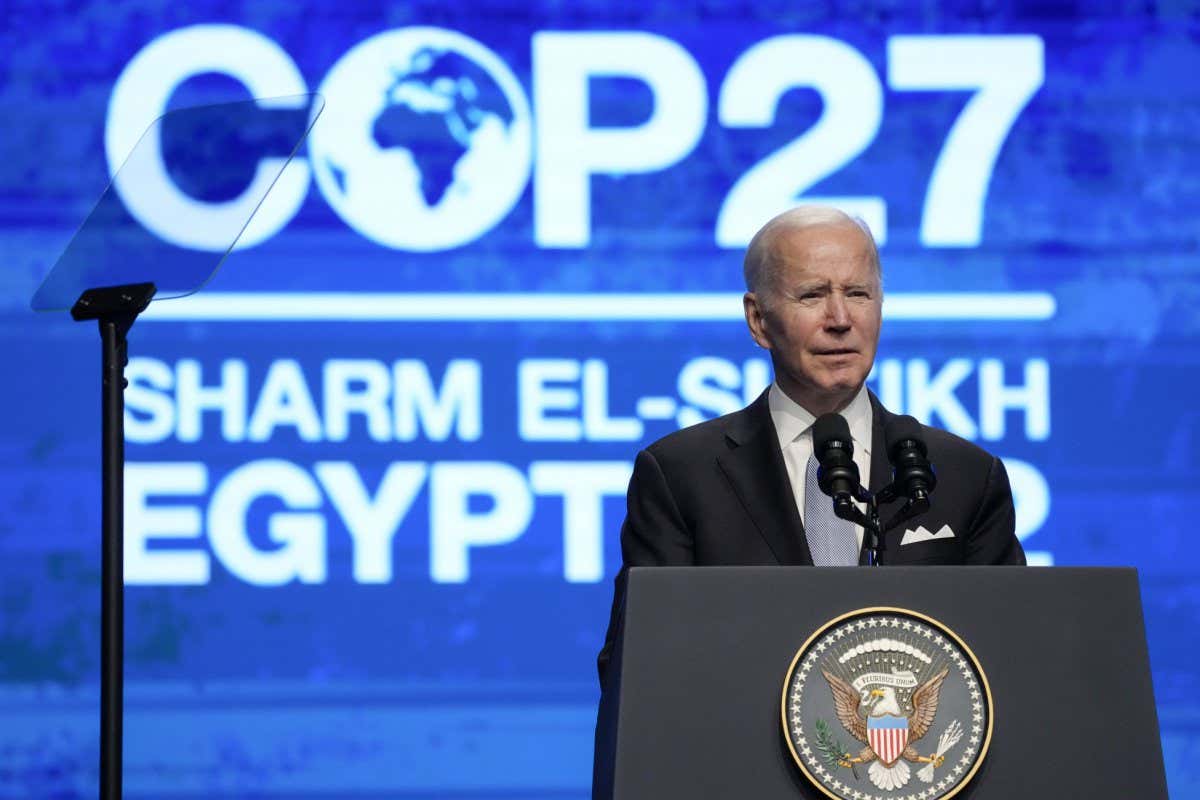 Joe Biden speaking at COP27