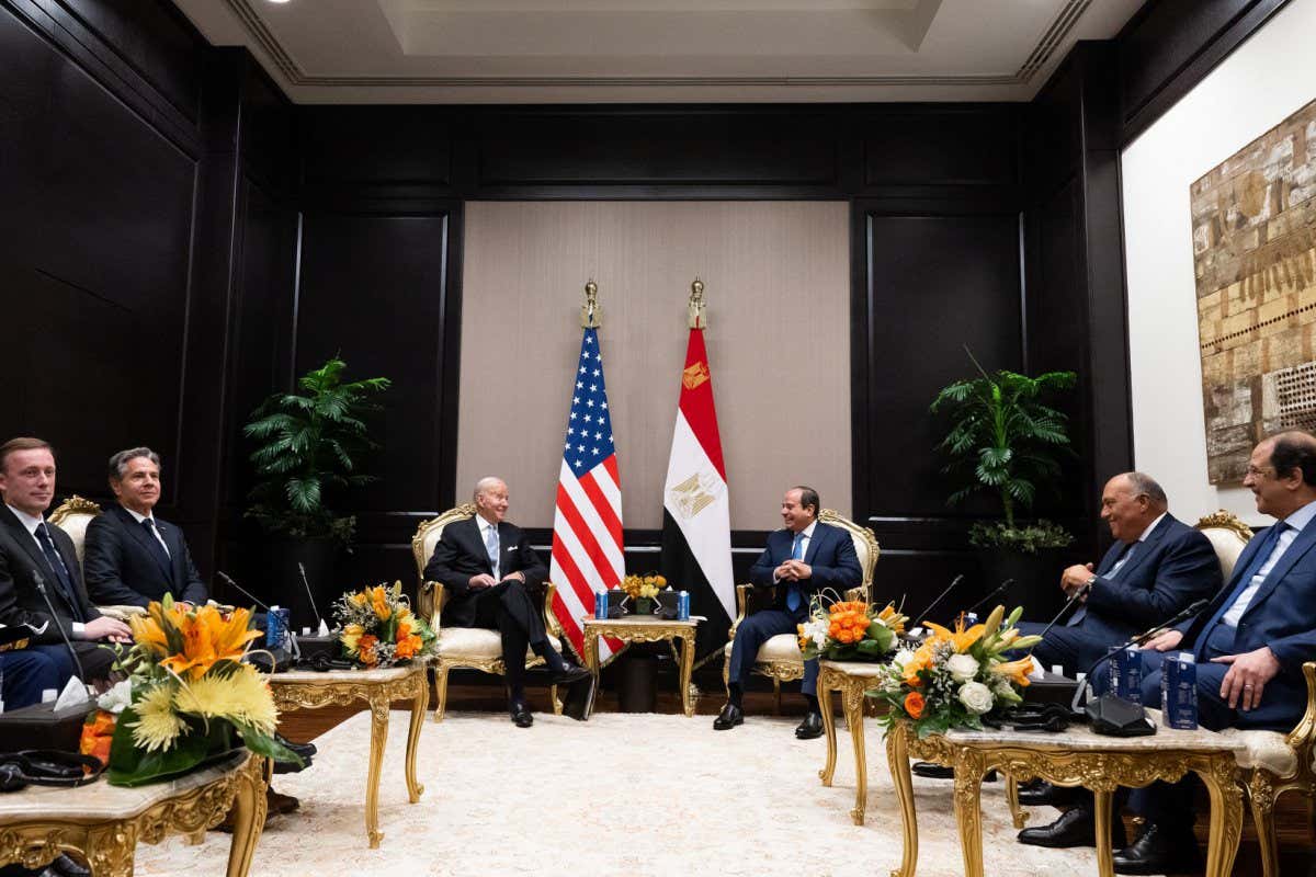 US president Joe Biden and Egyptian president Abdel Fattah El-Sisi meet in Sharm El Sheikh on 11 November