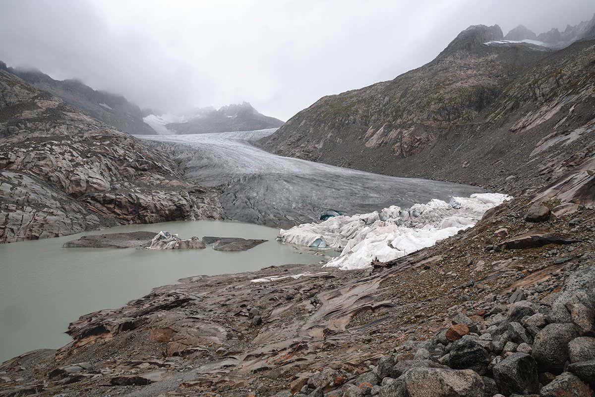 Scenic view of Rhone Glacier