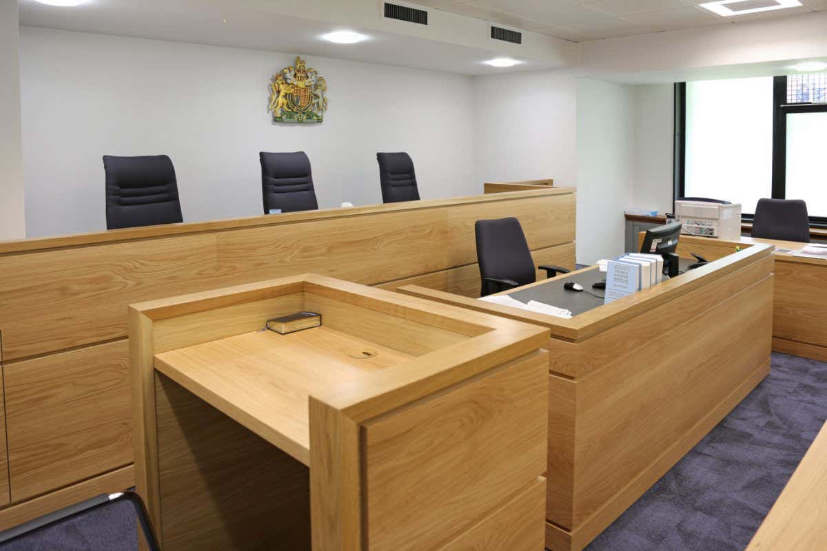 Interior of a modern courtroom