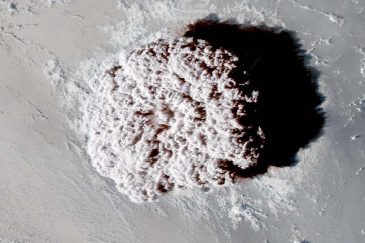 Satellite view of volcanic ash cloud