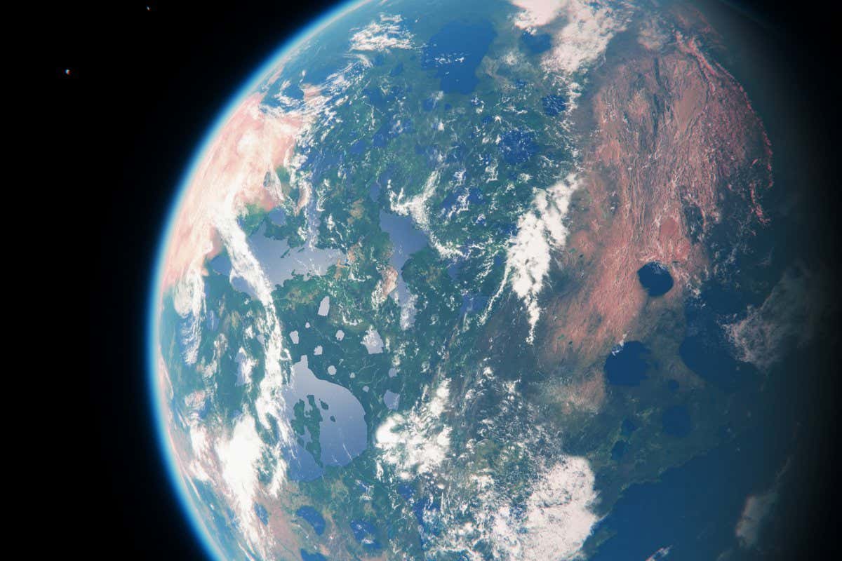 Habitable Blue Earth Like Planet with Two Moons and Sun in Space - Livable Exoplanet with Dual Moons | Alien Life in Universe - 3D Rendering; Shutterstock ID 1750393787; purchase_order: -; job: -; client: -; other: -