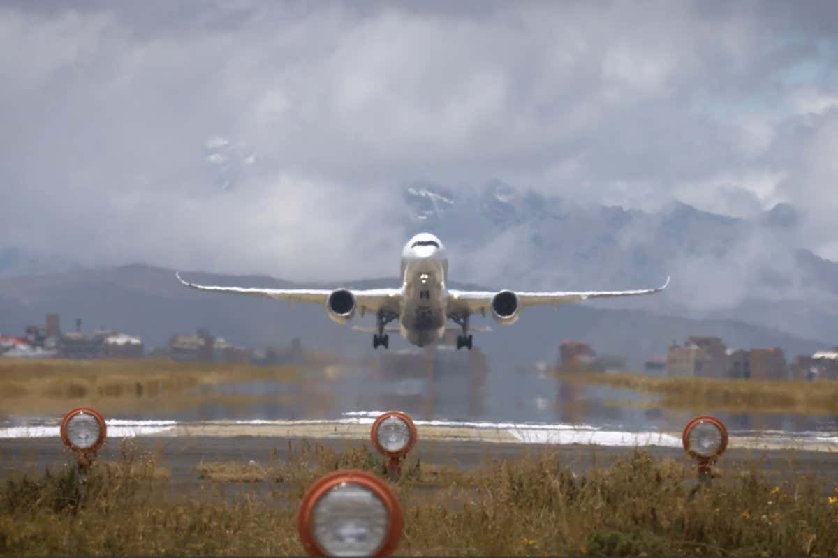 A plane landing