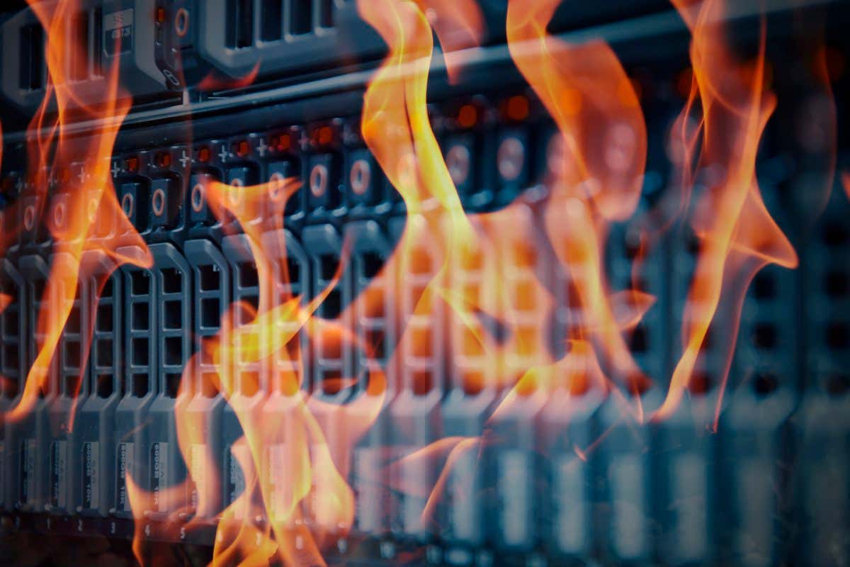 A server on fire