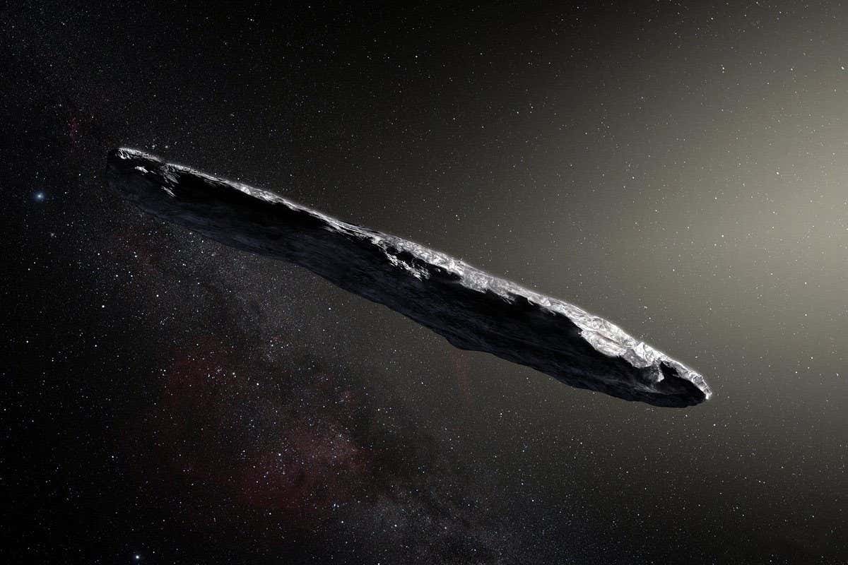 An artist's impression of ‘Oumuamua, passing through the solar system