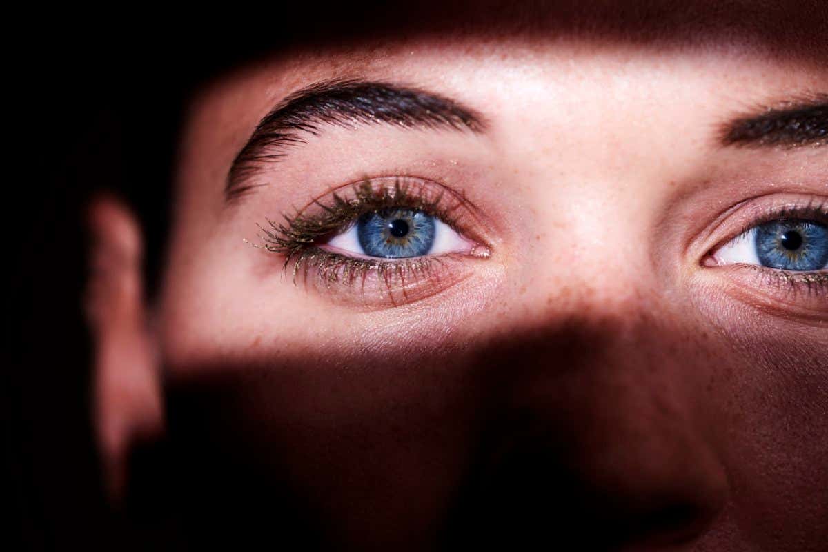 close up of woman's eyes