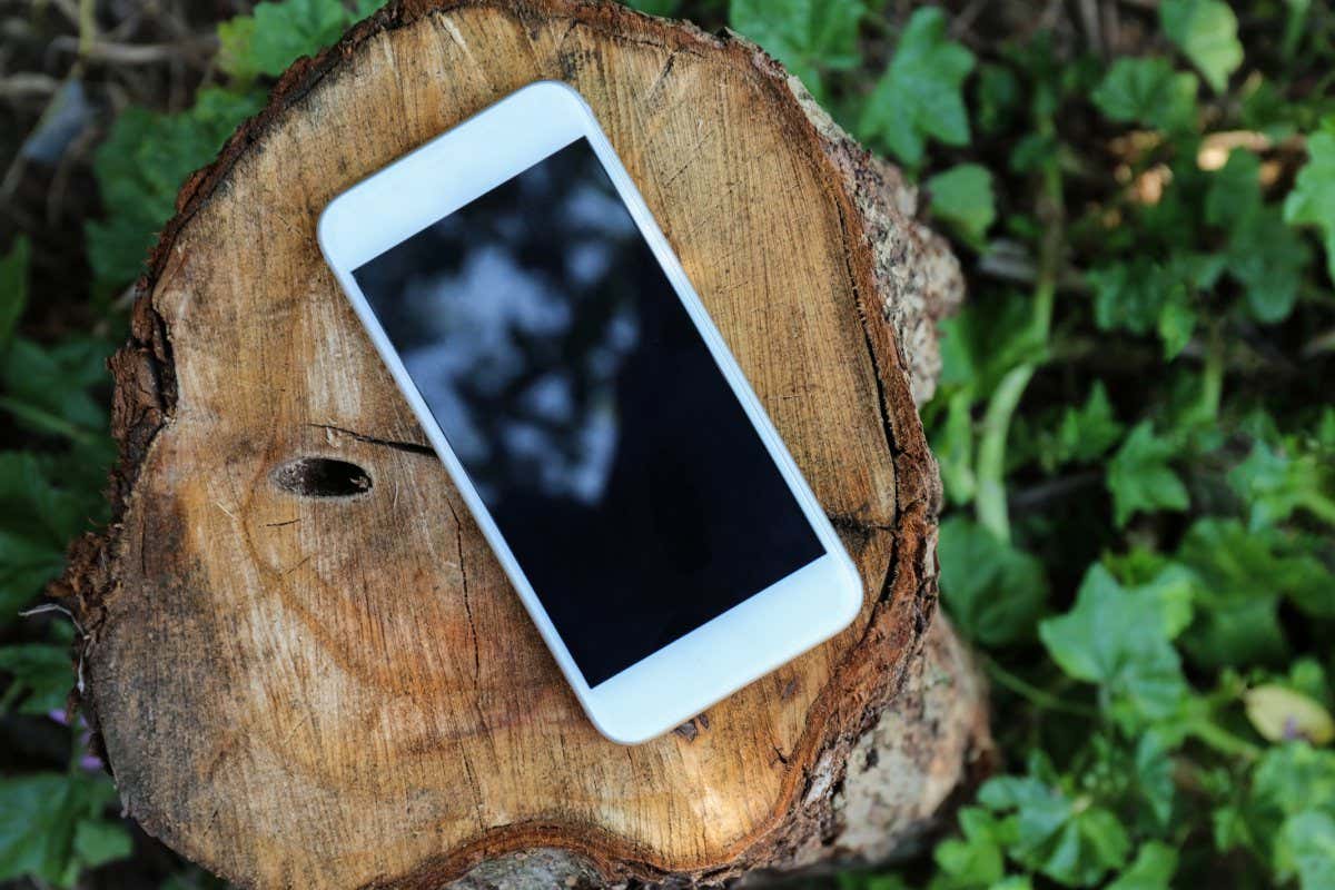 A smartphone on some wood