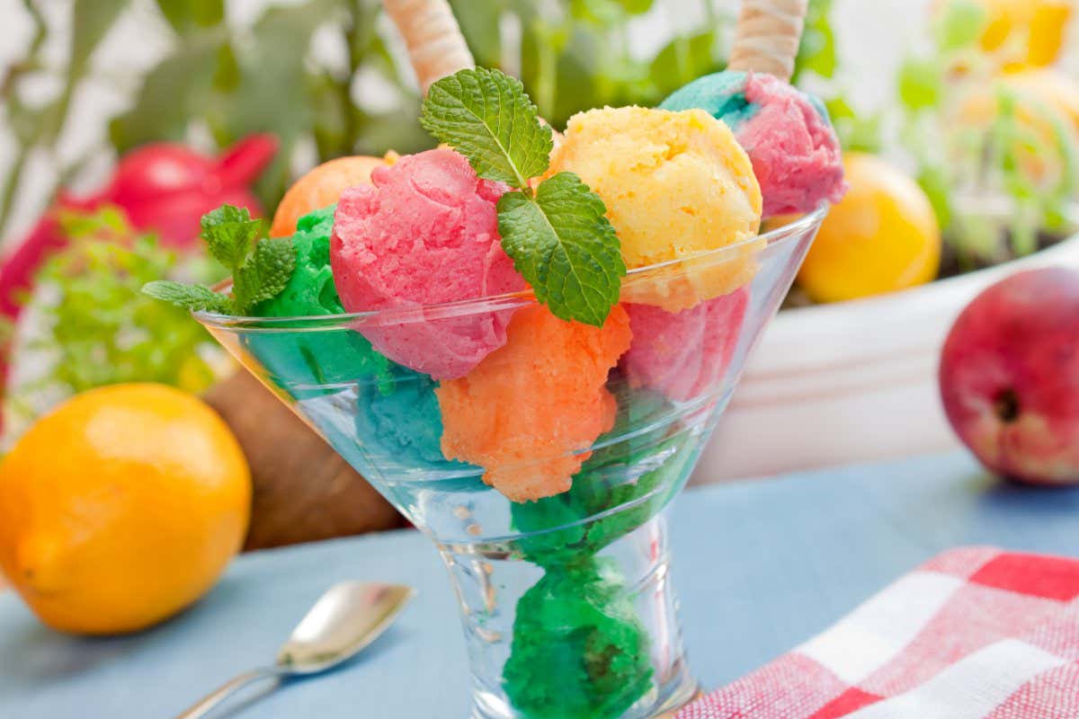 Multicolored ice cream - one sweetener added to some ice creams may raise the risk of heart attacks