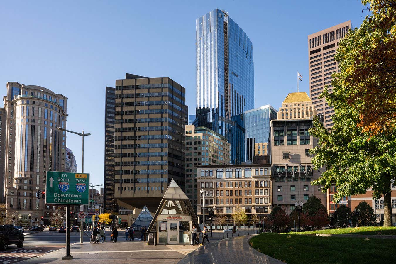 The Winthrop Center is the tall glass building at the back
