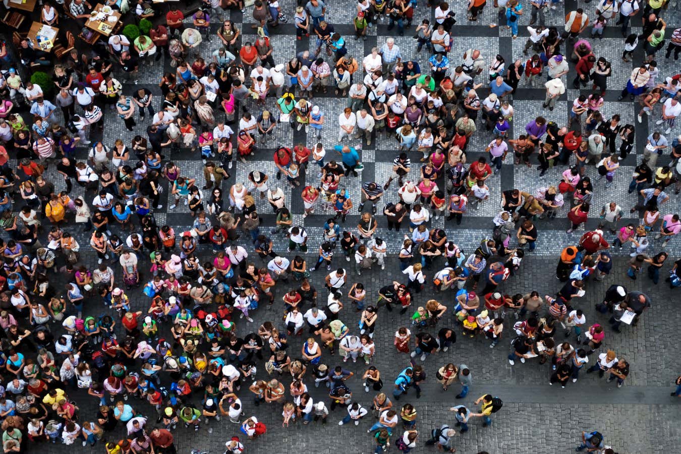 Aerial photograph of people visiting the Old Town Square