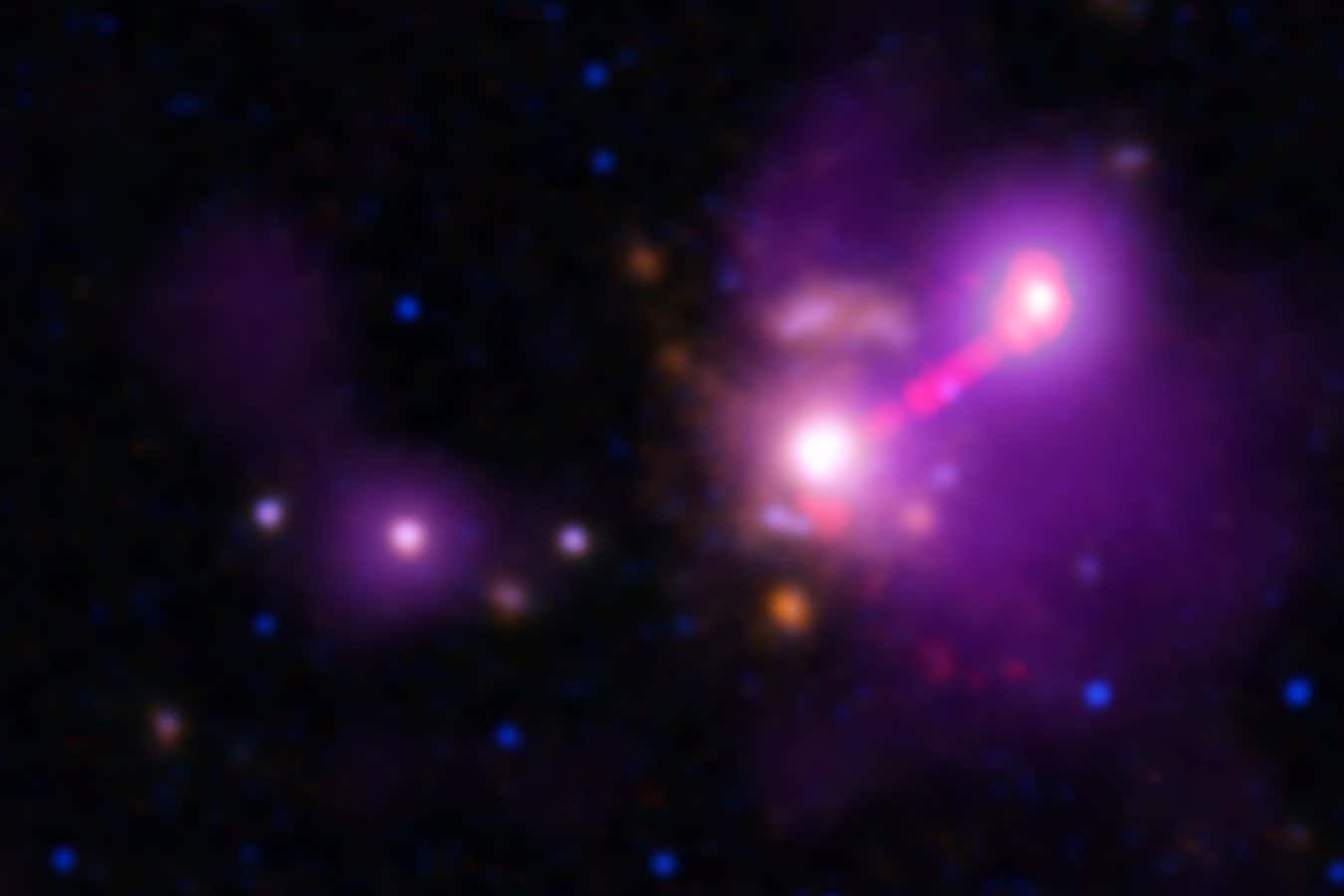 The lonely galaxy containing a supermassive black hole, two jets, and an X-ray hotspot, all surrounded by hot gas