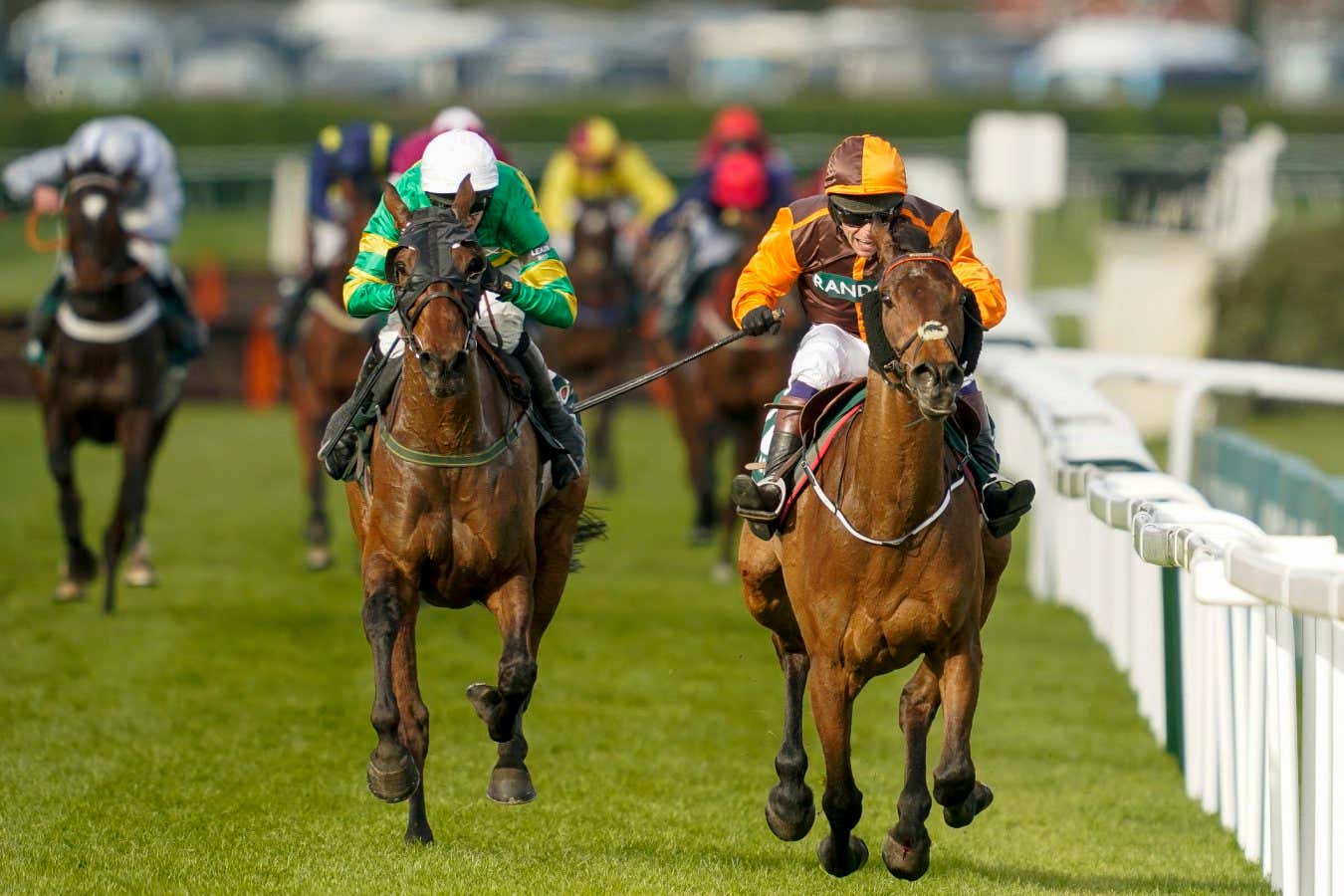 LIVERPOOL, ENGLAND - APRIL 09: win Randox Grand National Handicap Steeple Chase at Aintree Racecourse on April 09, 2022 in Liverpool, England. (Photo by Alan Crowhurst/Getty Images)