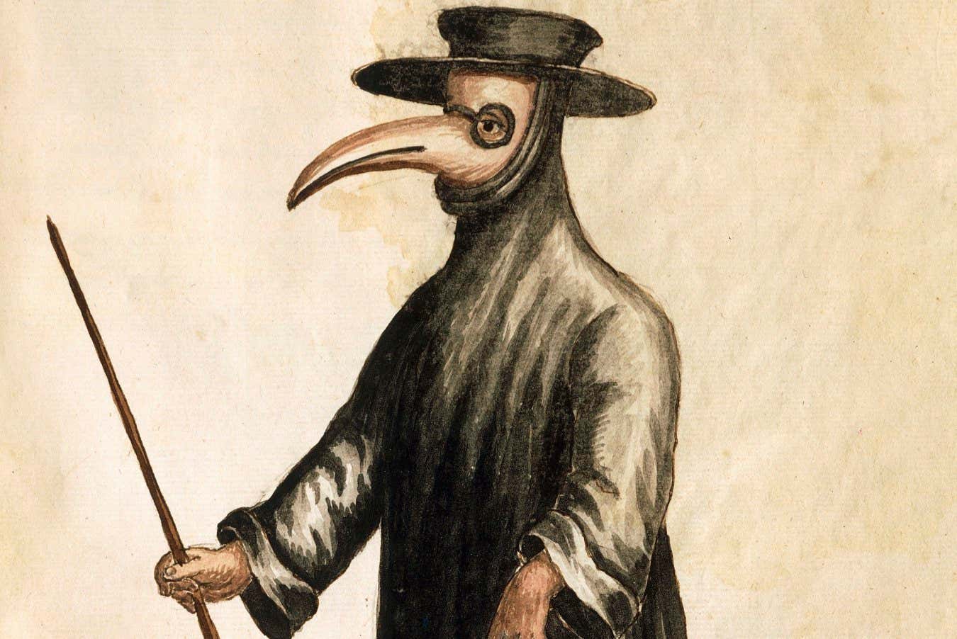 UNSPECIFIED - CIRCA 1900: Giovanni Grewembroch - XVIII century. Manuscript: Doctor in Venice at the time of the plague. Watercolor. (Photo By DEA PICTURE LIBRARY/De Agostini via Getty Images)