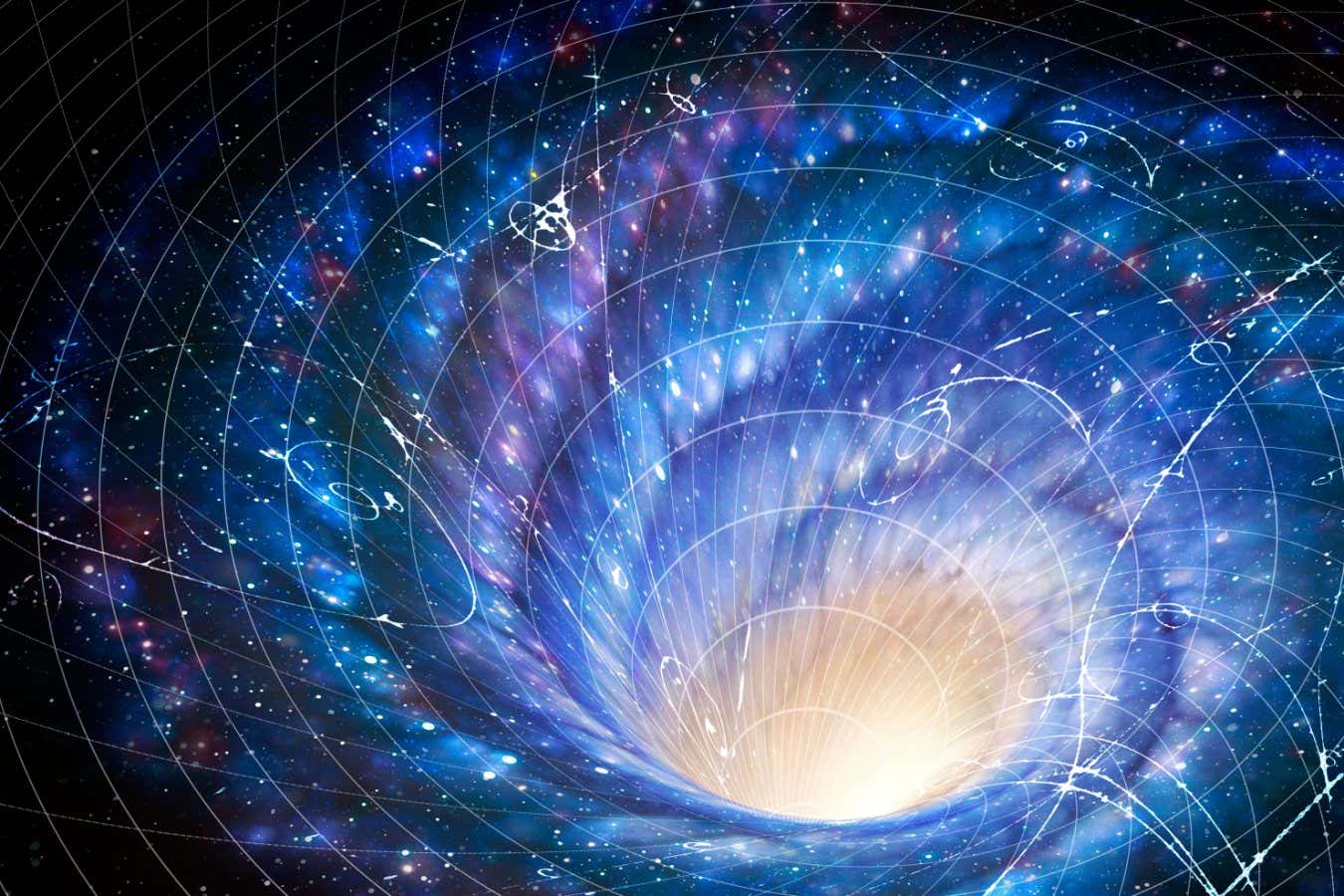 CE8NB6 Illustration showing galaxy giant whirlpool in space galaxy's effect on space image shows how gravity galaxy warps local