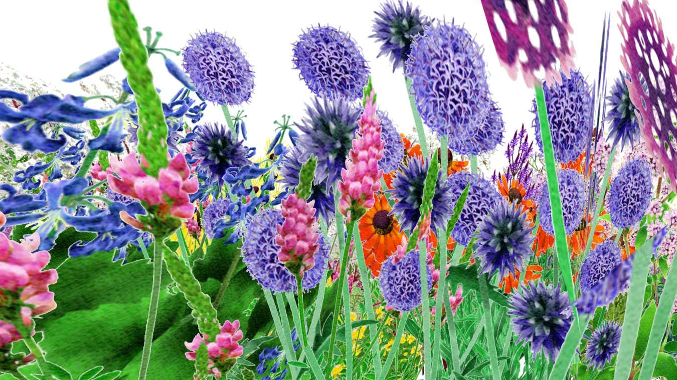 Alexandra Daisy Ginsberg, Pollinator Pathmaker LAS Edition, Digital Render, Pollinator Vision ? 2023