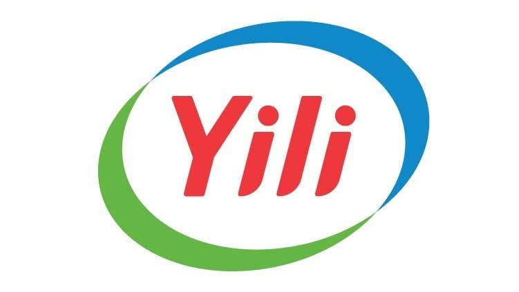 Yili Group Logo Red text inside a green and blue circle