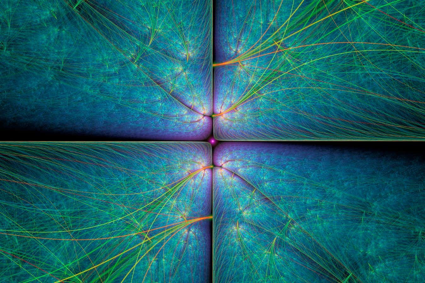 Quantum superposition or quantum entanglement concept illustration. Superposition is the ability of a quantum system to be in multiple states at the same time until it is measured. Quantum entanglement is a physical phenomenon that occurs when pairs or groups of particles are generated or interact in ways such that the quantum state of each particle cannot be described independently.