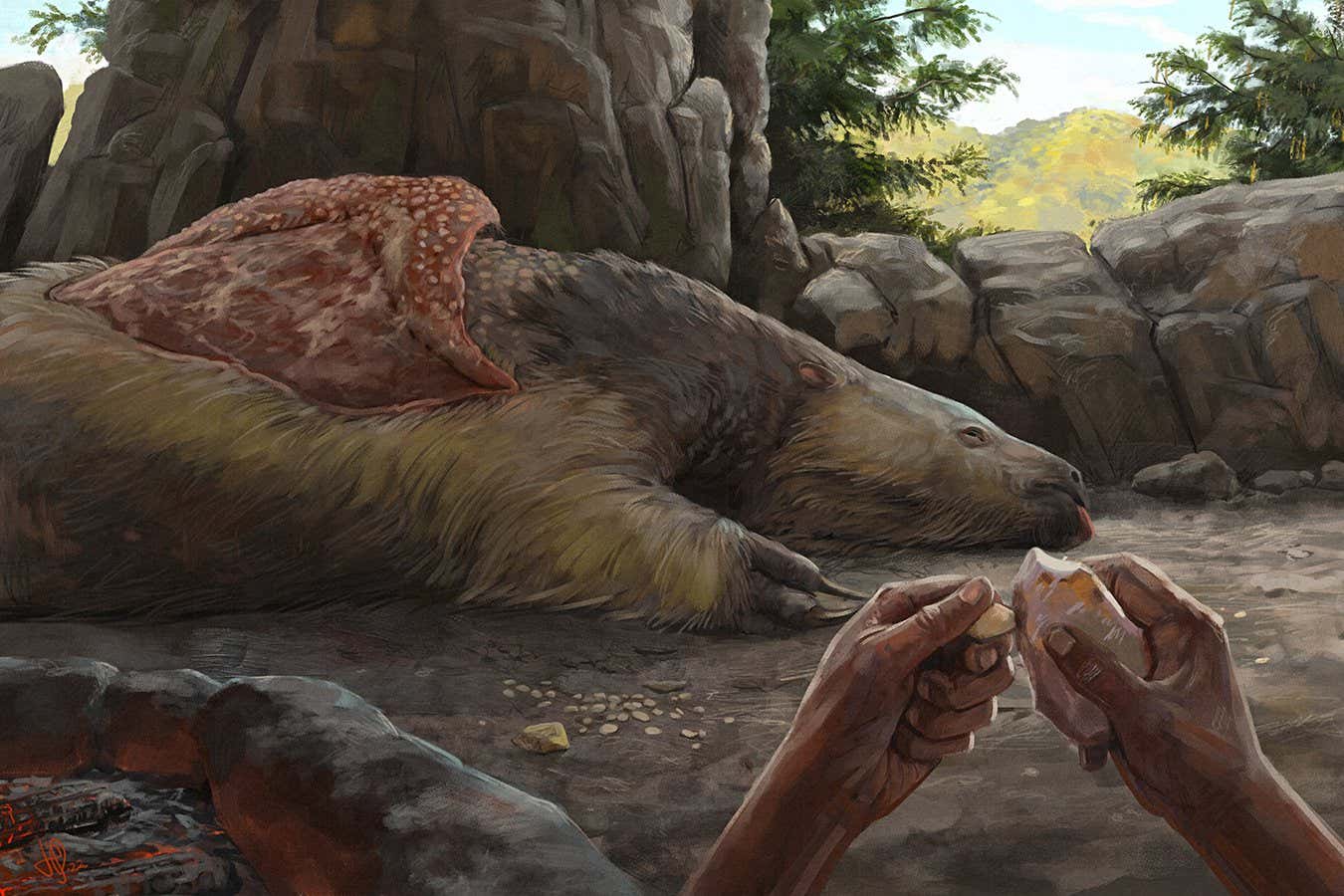 Carved giant sloth bones may have been worn as personal ornaments
