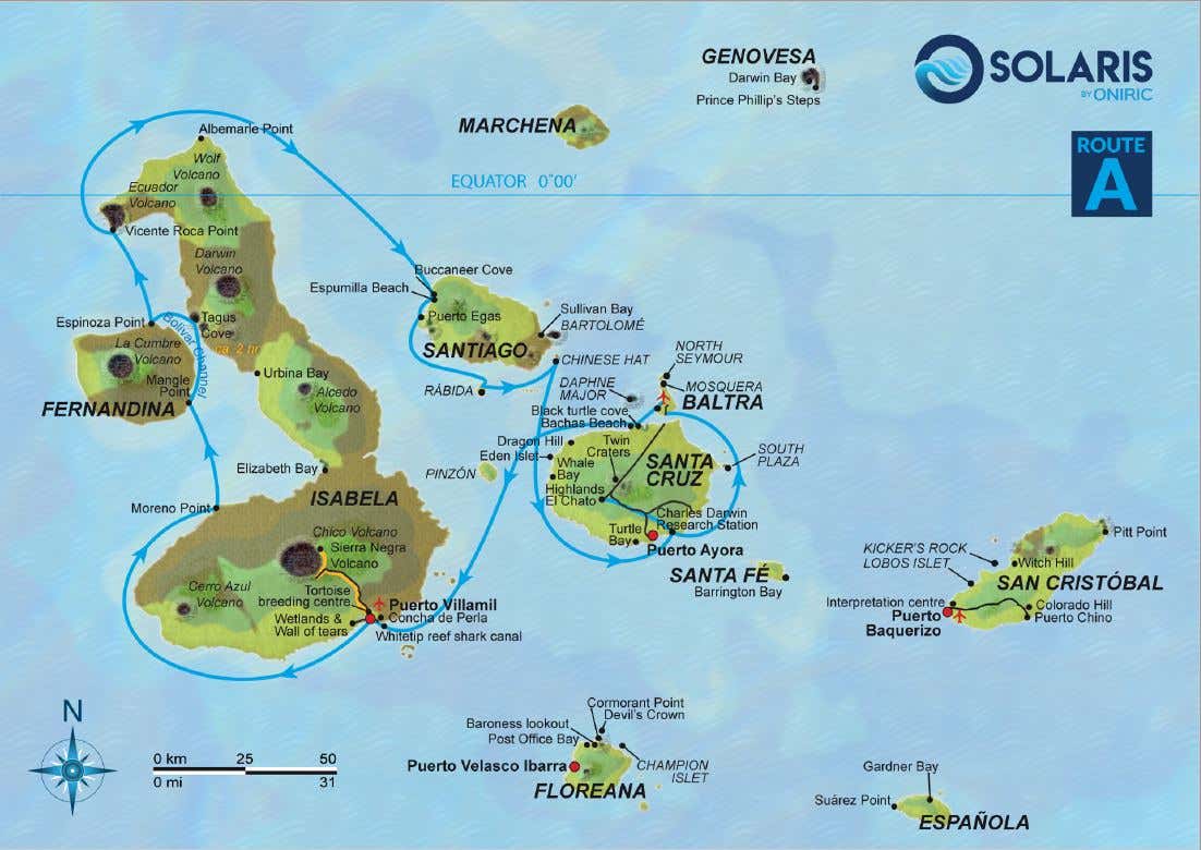Galapagos cruise - route map