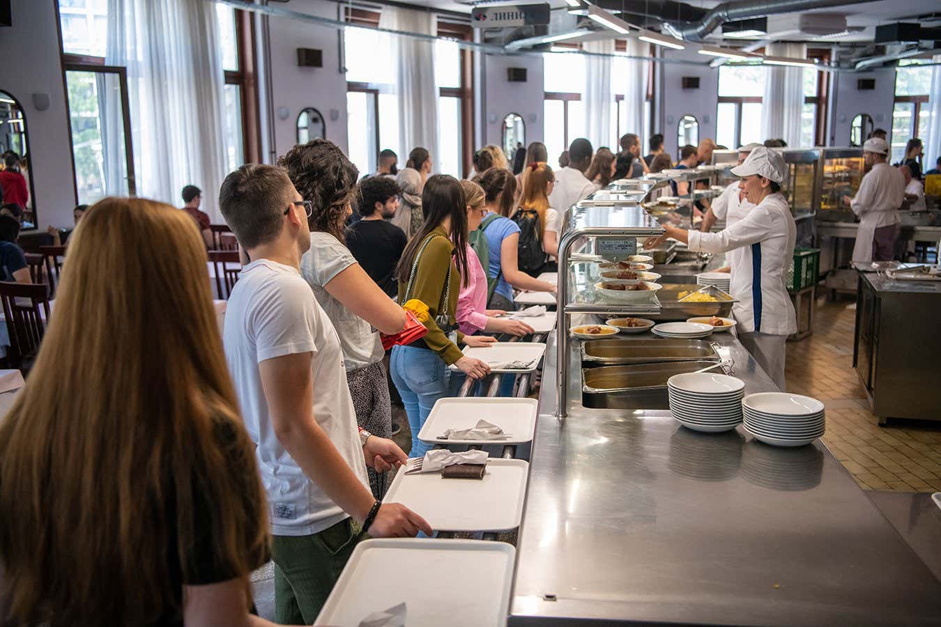 Students being served school lunch