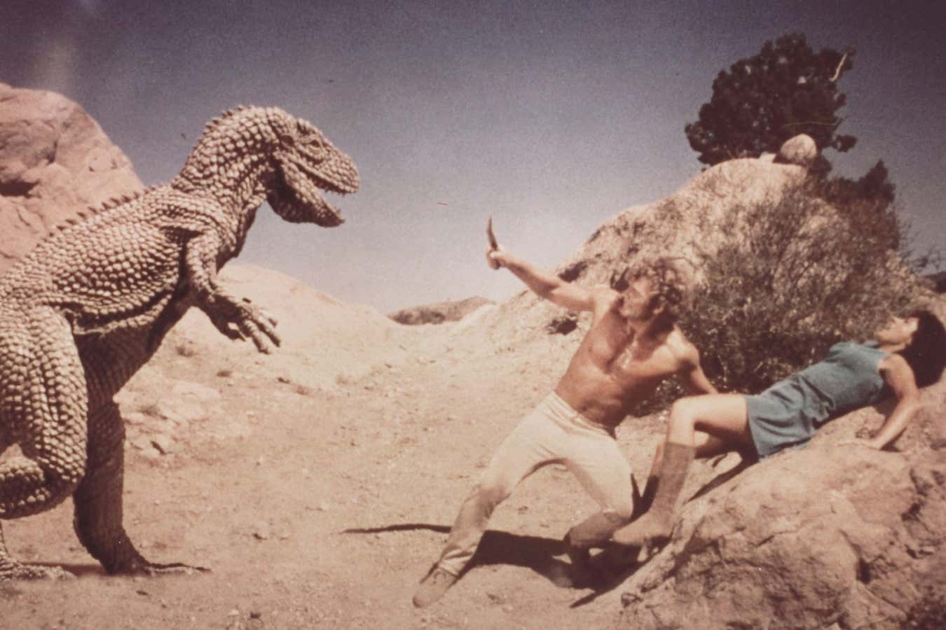 A scene from Planet of the Dinosaurs.