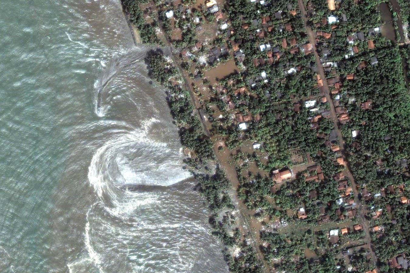 An area of Sri Lanka flooded in 2004 by a tsunami