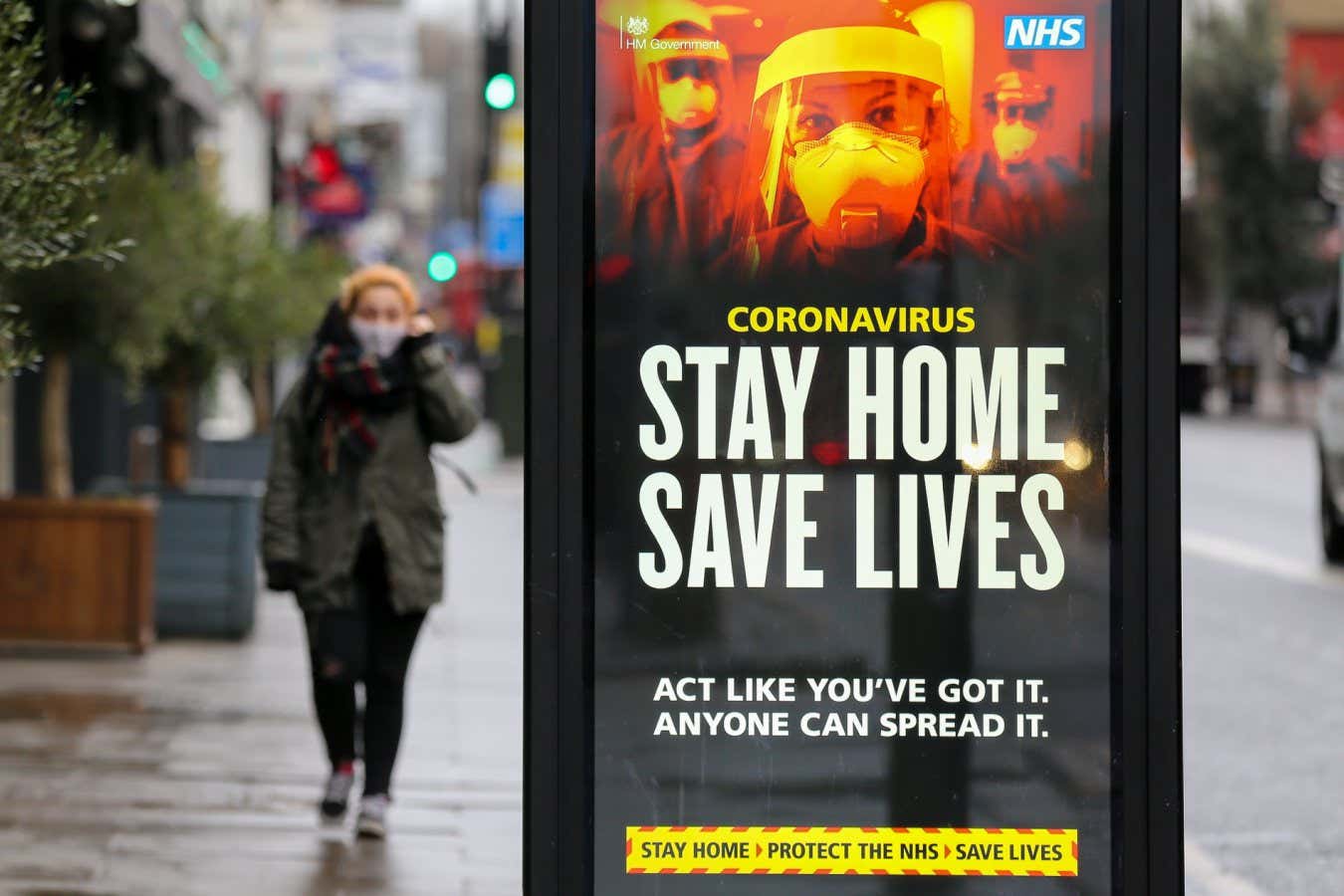 A government covid-19 publicity campaign poster in London in January 2021