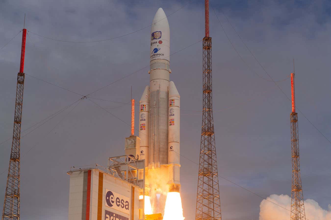 Juice launch 14/04/2023 ESA?s latest interplanetary mission, Juice, lifted off on an?Ariane 5 rocket?from?Europe?s Spaceport?in French 09:14 local time/14:14CEST on 14 April 2023 to begin its eight-year journey to Jupiter, where it will study in detail the gas giant planet?s three large ocean-bearing moons: Ganymede, Callisto and Europa. Juice ? Jupiter Icy Moons Explorer ??is humankind?s next bold mission to the outer Solar System. This ambitious mission will?characterise Ganymede, Callisto and Europa with a powerful suite of remote sensing, geophysical and in situ instruments to discover more about these compelling destinations as potential habitats for past or present life. Juice will monitor Jupiter?s complex magnetic, radiation and plasma environment in depth and its interplay with the moons, studying the Jupiter system as an archetype for gas giant systems across the Universe. Following launch, Juice will embark on an eight-year journey to Jupiter, arriving in July 2031 with the aid of momentum and direction gained from four gravity-assist fly-bys of the Earth-Moon system, Venus and, twice, Earth. Flight VA260 is the final Ariane 5 flight to carry an ESA mission to space.