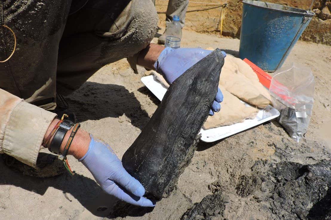A flint used to shape a wooden structure identified at the archaeological site Kalambo Falls in Zambia