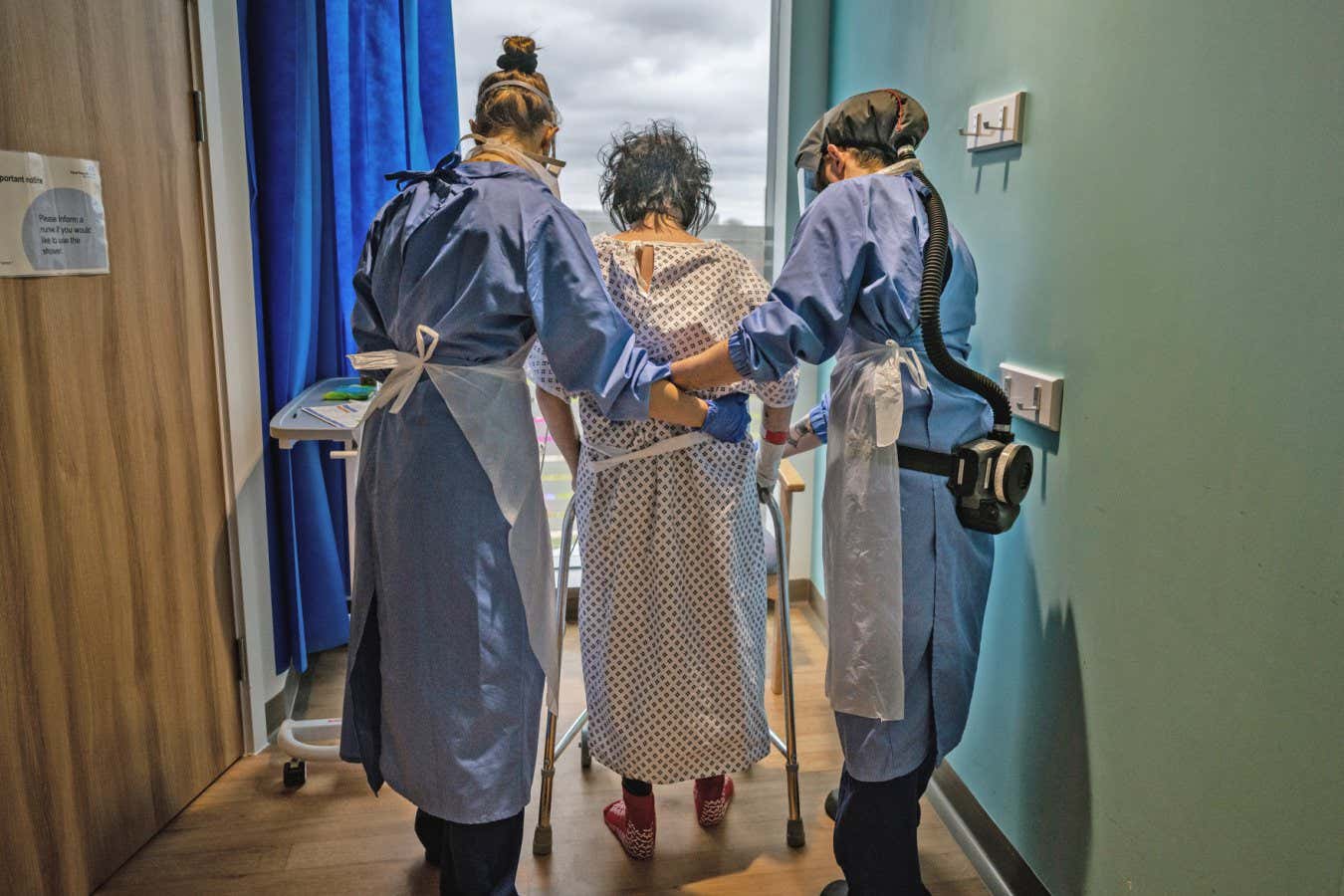 Someone with covid-19 at the Royal Papworth Hospital in Cambridge, UK, in January 2021