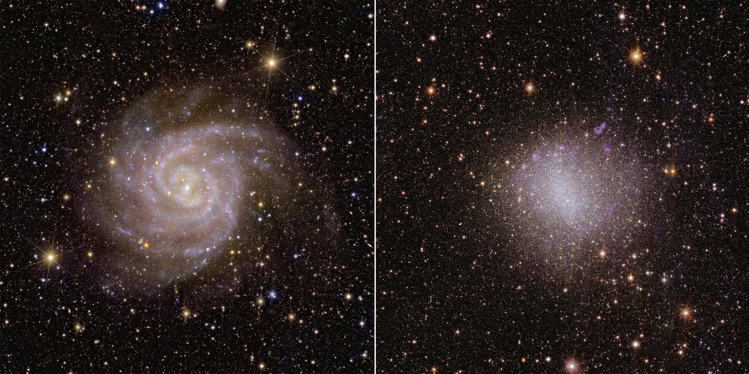 Spiral galaxy IC 342 and NGC 6822