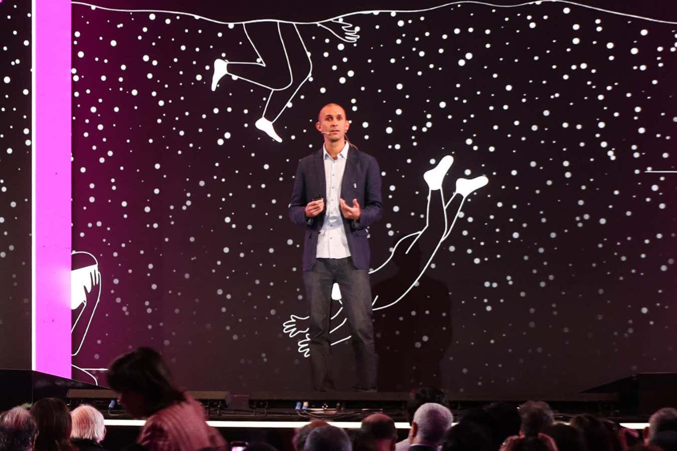 Mandatory Credit: Photo by Alberto Valdes/EPA-EFE/Shutterstock (10056574a) British neuroscientist Anil Seth (C) gives a master class during the opening of the 8th Future Congress, in Santiago, Chile, 14 January 2019. Seth opened the congress with a conference on human consciousness. Future Congress in Chile, Santiago De Chile - 14 Jan 2019