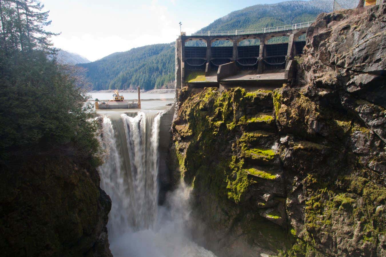 A dam is removed in the Elwha river in Washington State