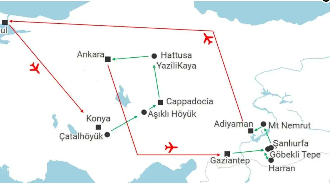 Updated Turkey tour map