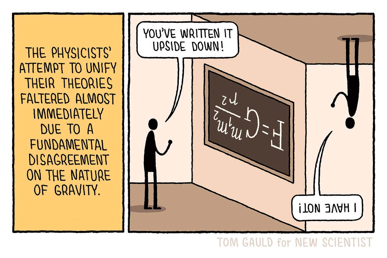 Tom Gauld on a disagreement about the nature of gravity