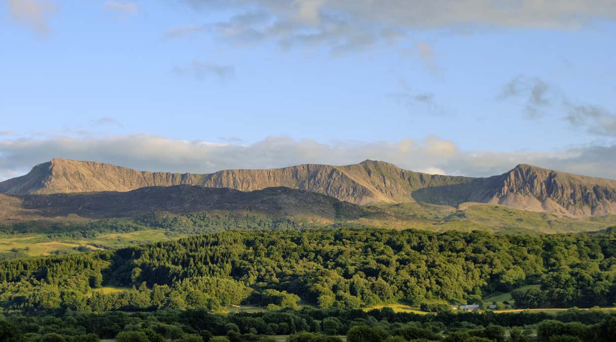 Cadair Idris, beautiful landscape geology over forests and mountains, wales, united kingdom
