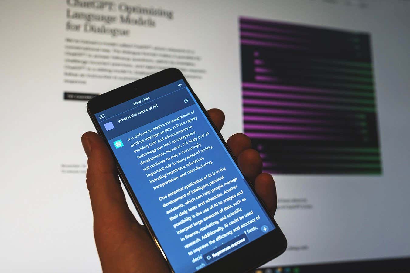ChatGPT Open AI chat bot on phone screen